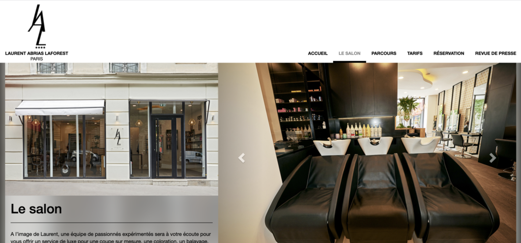 Page d'accueil site salon de coiffure Laurent Abrias Laforest
